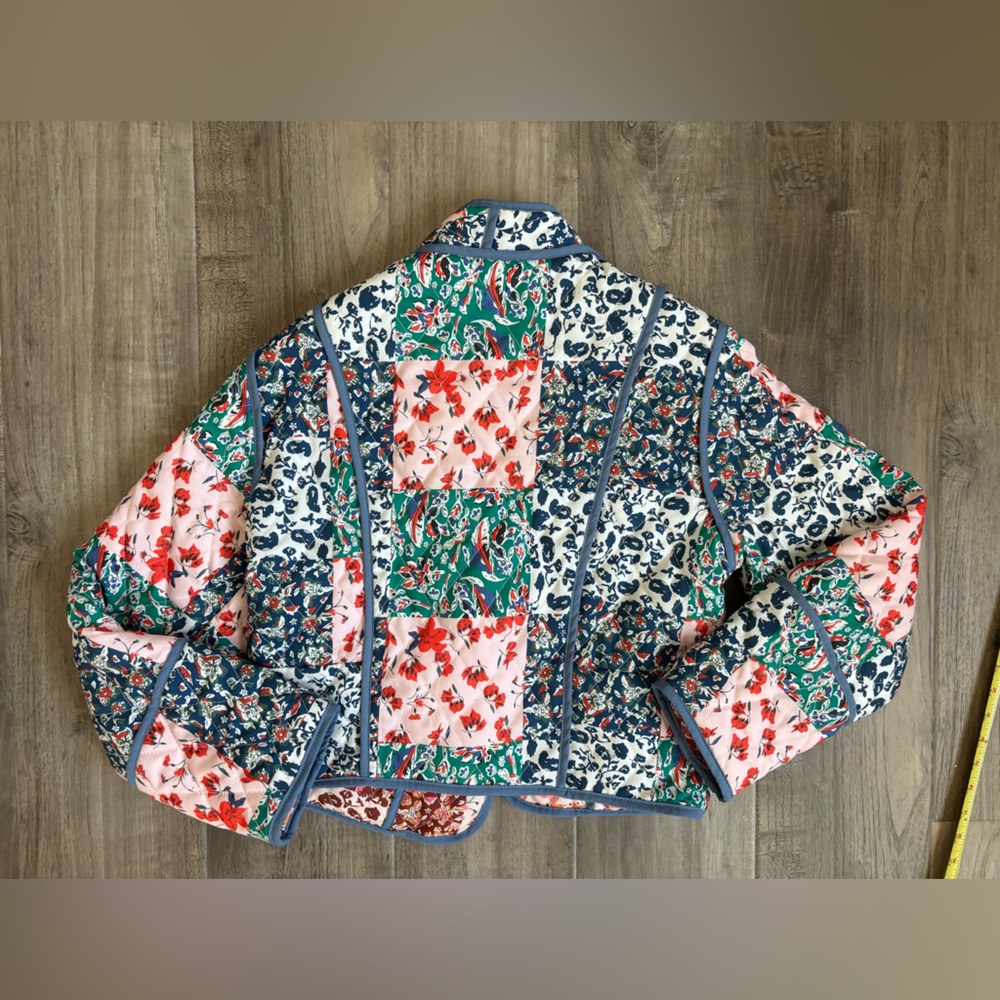 Reversible Patchwork Quilted Jacket Cropped Flora… - image 6